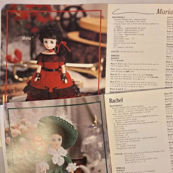 American Heritage Dolls Crochet Ladies Colonial Old South Elizabeth Pattern Lot - Picture 3 of 6